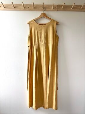 Vintage April Cornell Mustard Yellow Raw Silk Dress
